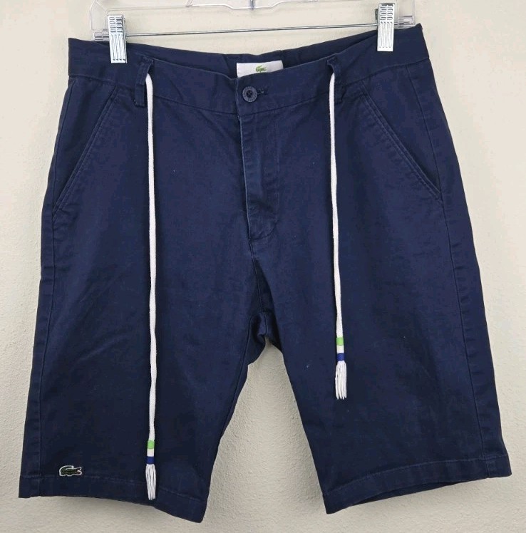 Lacoste Style Collection - Mens Shorts - Sz 32 Navy - 100% Cotton - Casual
