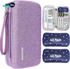 Insulin Cooler Travel Case 2X150G Ice Pack TSA Approved Purple EVA