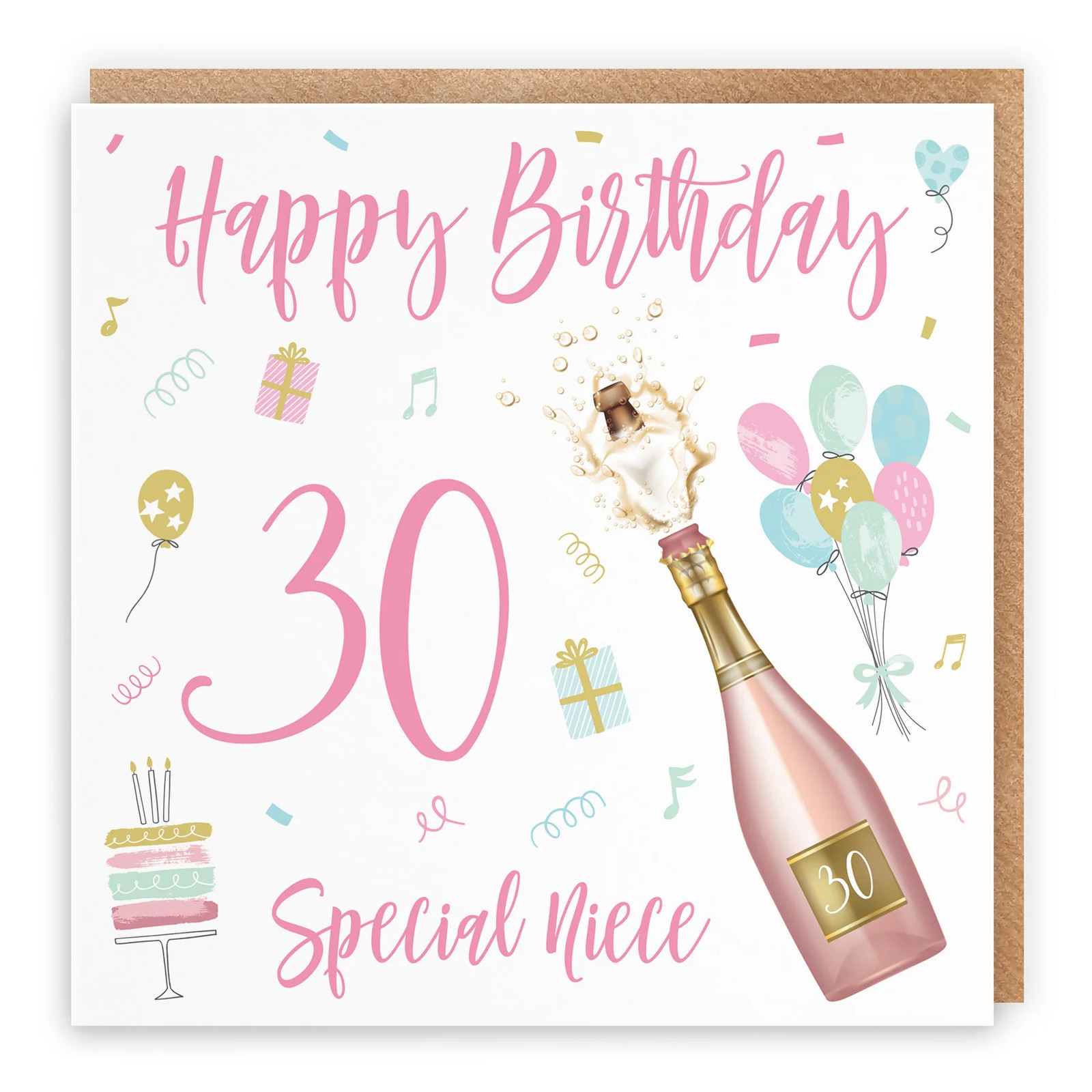 30th Niece Birthday Card Champagne