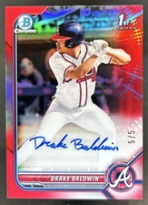 2022 Bowman Draft Drake Baldwin Chrome Auto Red Refractor 1st #/5 Braves