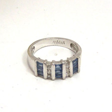 Some Blue and Clear Rhinestones set in Sterling Silver Ring, Size 7.25