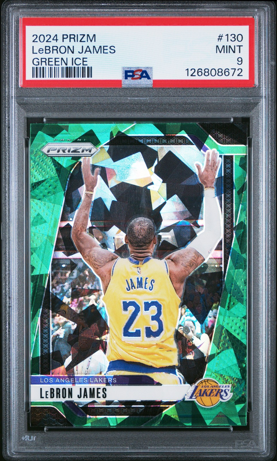 2024 PANINI PRIZM GREEN ICE #130 LEBRON JAMES PSA 9