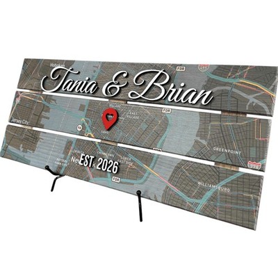 Custom Wooden Pallet Map Sign   3D Couples Wedding Wall Art 23x10''