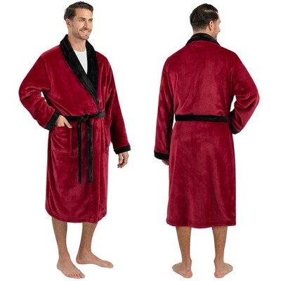 Mens Lightweight Robe Microfiber Fleece Bathrobe Long Soft Spa Male Bath Robe