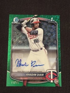 2025 Bowman Baseball CHROME GREEN KHADIM DIAW "1st Bowman" Autograph Card 73/99 