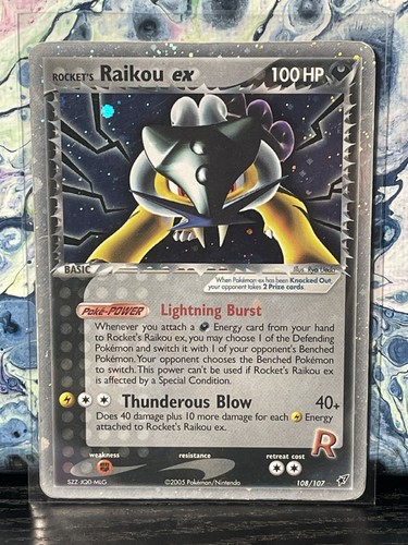 Rocket’s Raikou ex 108/107 Holo - Team Rocket Returns - Secret Rare - HOLO BLEED