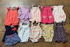 Baby Girl Carters Summer Romper Lot 11pc Sz 0-3 Months Excellent Condition