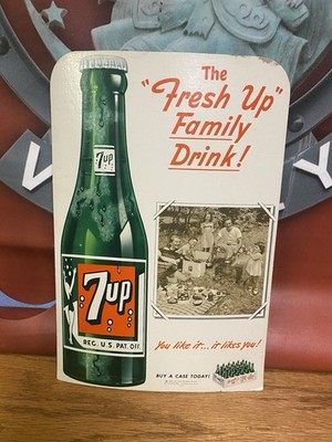 7 Up Cardboard Store Display Sign Old Soda  Advertising Seven Up