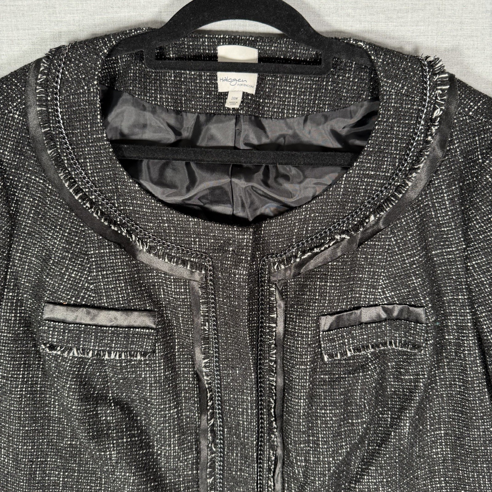 Halogen Tweed Blazer Jacket Button Chain Accents … - image 2