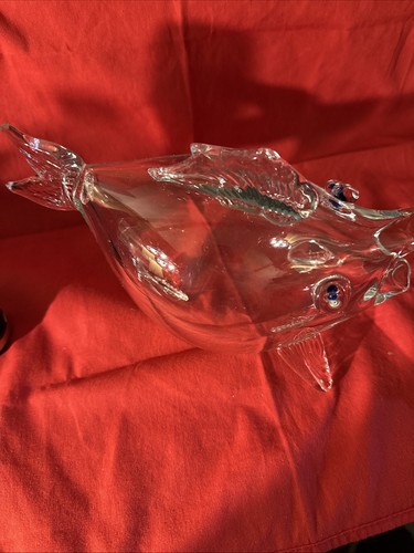Blenco Style Fish With Blue Eyes Blow Glass I Believe It’s Vintage/sm/fish/bowl