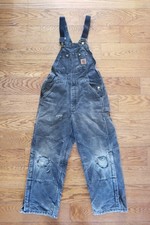 Carhartt Vintage R27BLK Work Overalls 32x28 Men's Black Double Knee Insulated