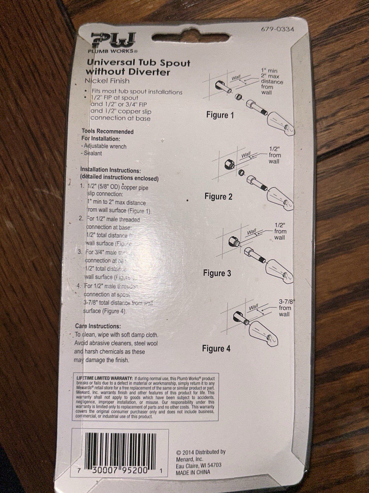Plumb Works Universal Tub Spout New In Package Nickel Finish