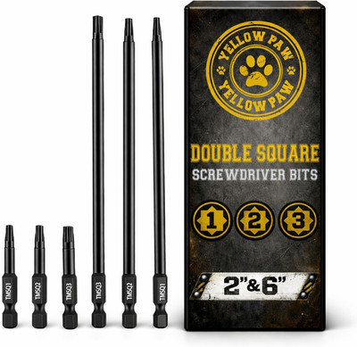 Double Square (8 Point Star) Bit Set (6 Pack) Sizes #1, #2, and #3 in Both Extra