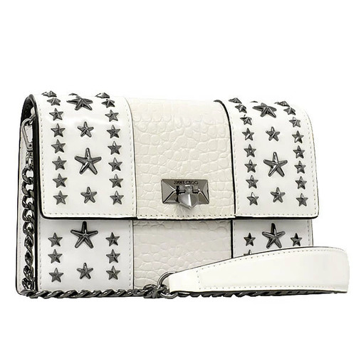 JIMMY CHOO Jimmy Choo Chain Shoulder Bag Star Studs White Mini Pochette Ladies