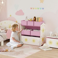 3-Tier Kids Toy Storage Units with 6 Removable Fabric Boxes for Kids