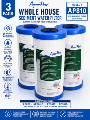 3 Pack AP810 Whole House Water Filter 5 Micron Sediment Rust Reduction 10''x4.5''