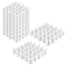 64 Pack White Plastic DIY Grid Drawer Dividers, Adjustable Drawer Divider Org...