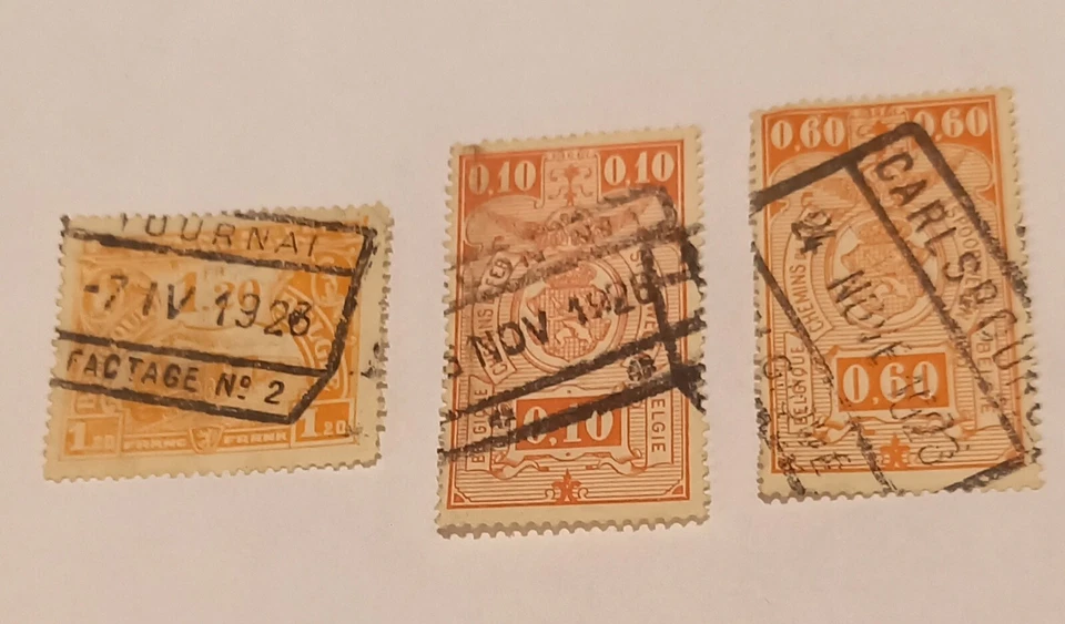 11 timbres de Belgique CHEMINS DE FER, années 1920 à 1924, Oblitérés - Photo 3/4
