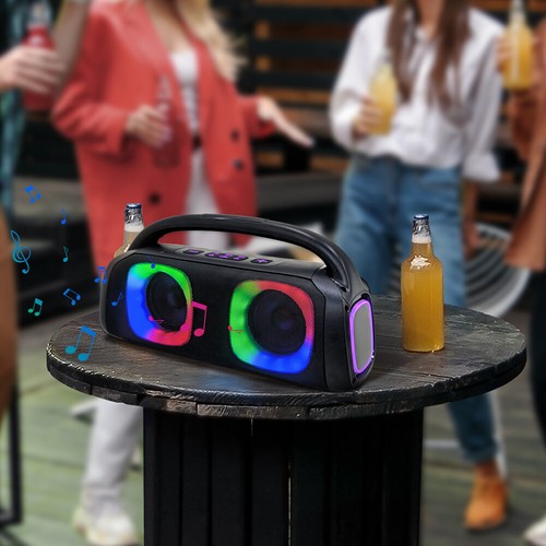5" Outdoor Portable Boombox Bluetooth Speaker with Dual Woofers and LED Lights - Picture 2 of 12