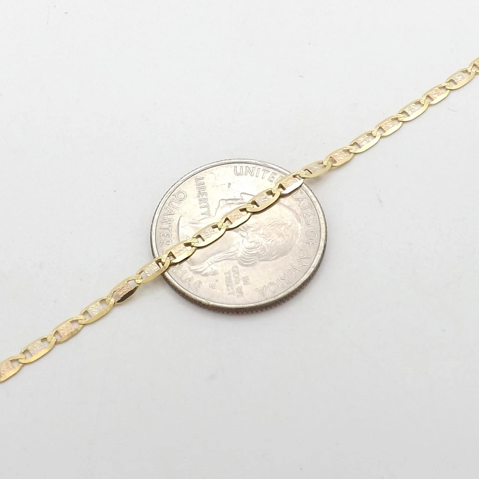 Solid 18k Tricolor Gold Mariner Link Pendant Chain Necklace Italy 750 New - Image 4 of 4