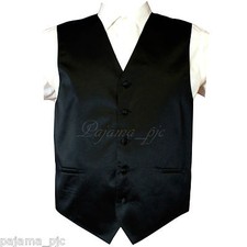 BLACK Solid Vest Waistcoat Suit or Tuxedo Wedding Party Prom