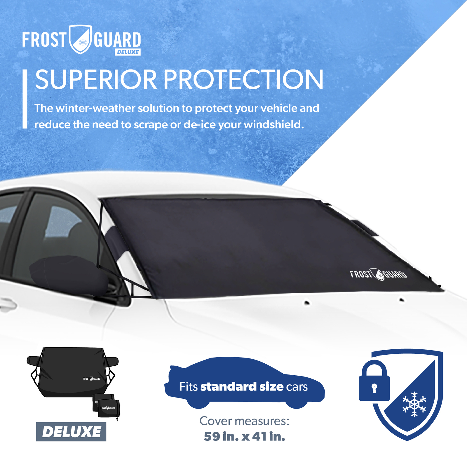 FrostGuard Deluxe Car Windshield Cover for Ice & Snow, Black Standard eBay