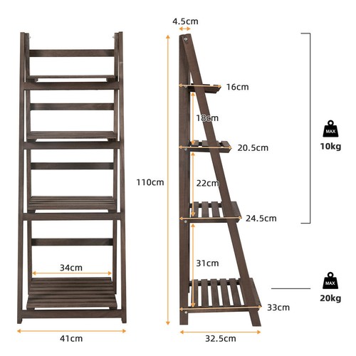 3/4 Tier Wooden Ladder Shelf Display Stand Unit Home Plant Flower Book Shelves - Picture 14 of 18