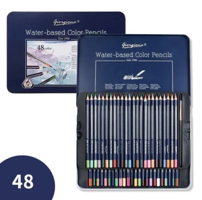 48/72/120 Aquarell Profi Zeichenstift Set BLAU Blechdose Skizzieren