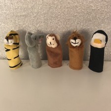 Lot of 5 Finger Puppets Animals Lion Tiger Monkey Penguin Elephant SUPER CUTE 3"