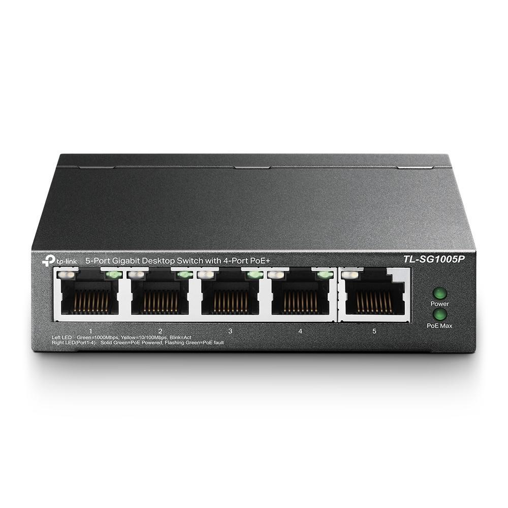 TP-Link - TL-SG1005P - 5-Port Gigabit Desktop Switch with 4-Port PoE 5 Gigabit R