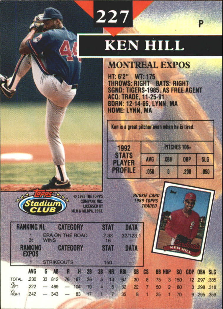 1993 Stadium Club First Day Issue #227 Ken Hill | eBay
