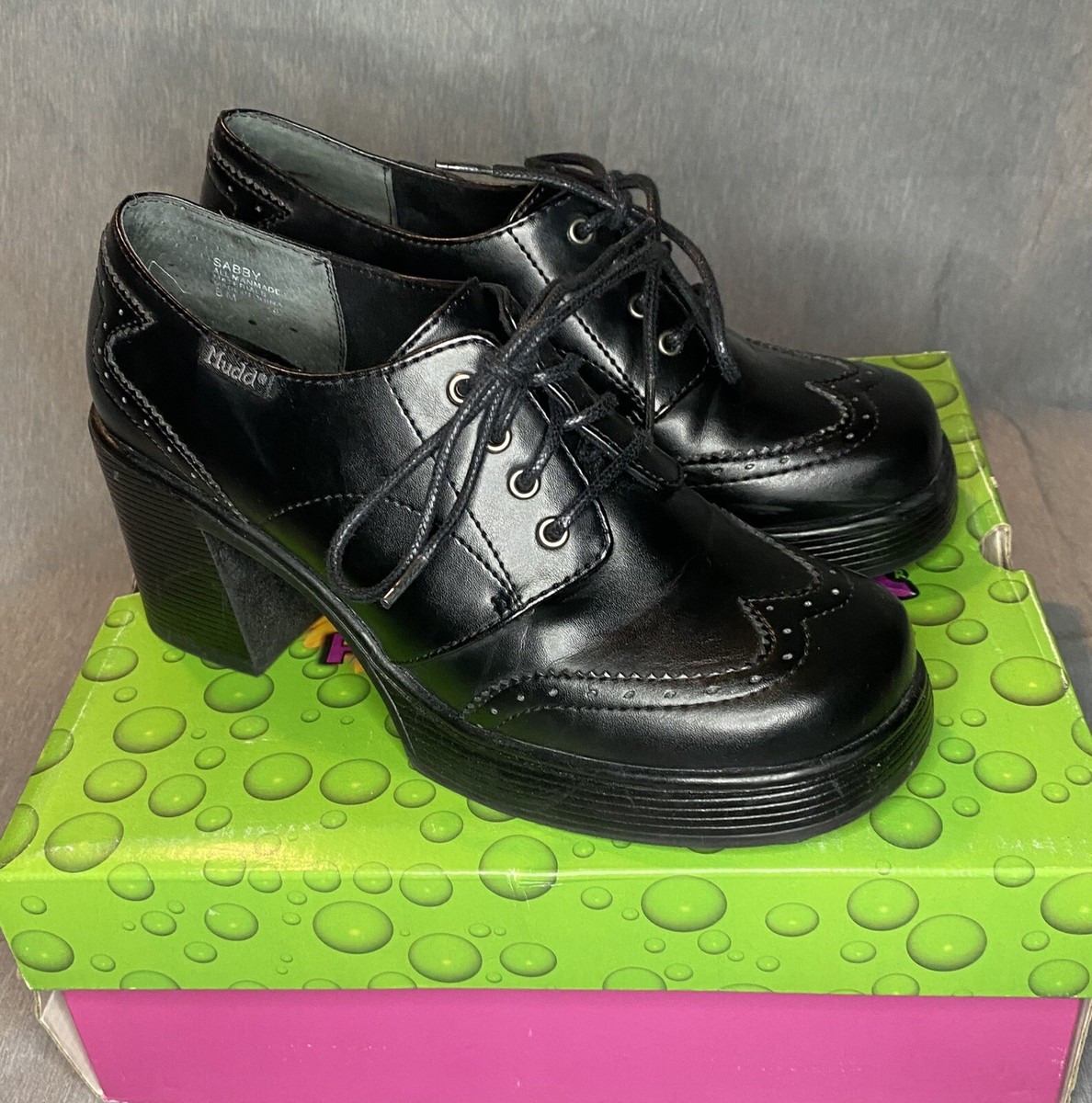 90s Y2K MUDD Black Chunky Grunge Goth Skater Platform Heels Size 8M With  Box | eBay