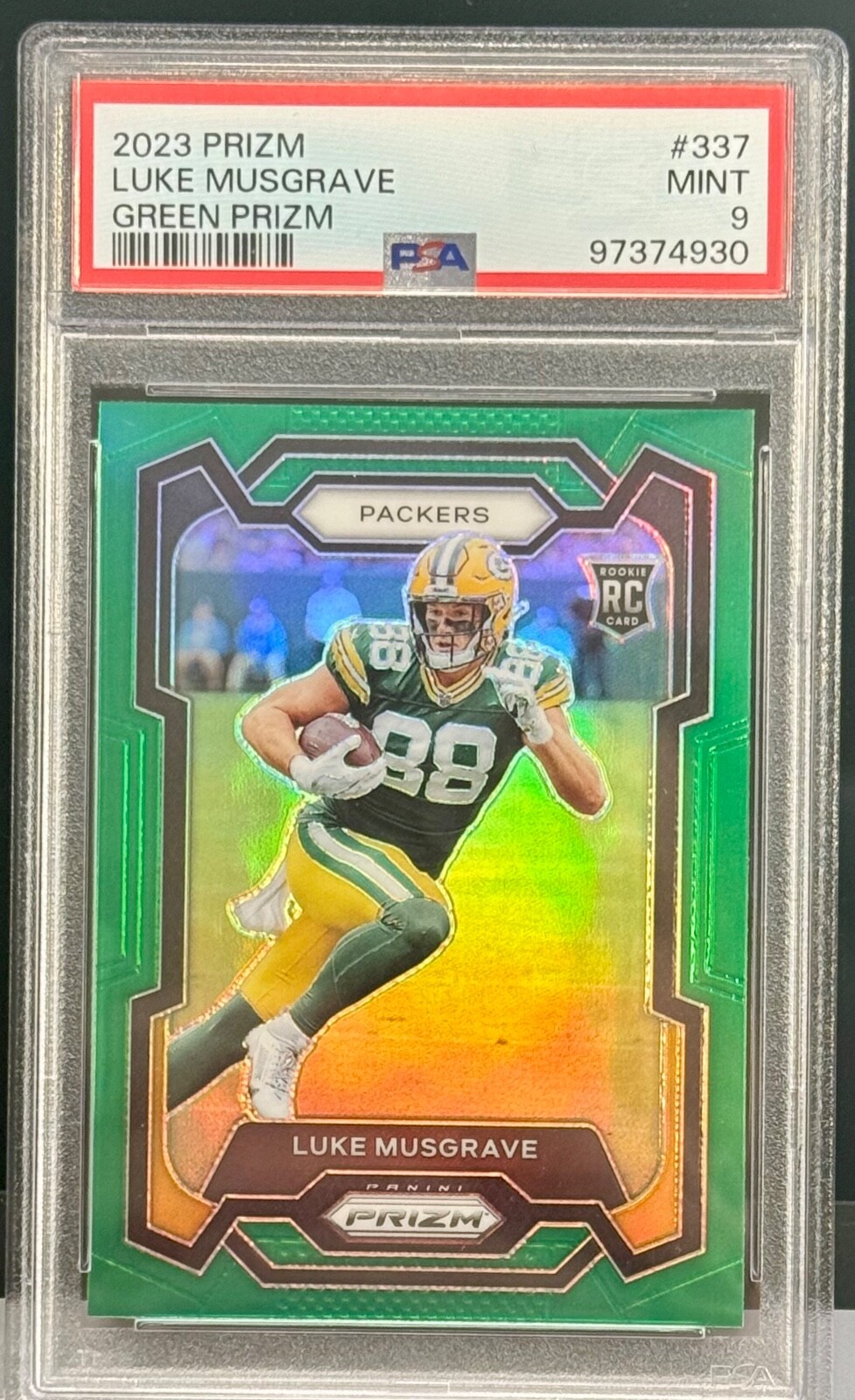 Luke Musgrave - 2023 Panini Prizm Green (Color Match) Rookie #337 - PSA 9 🔥