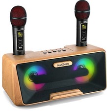 MASINGO Karaoke Machine with 2 Wireless Microphones, Portable Bluetooth Speakers