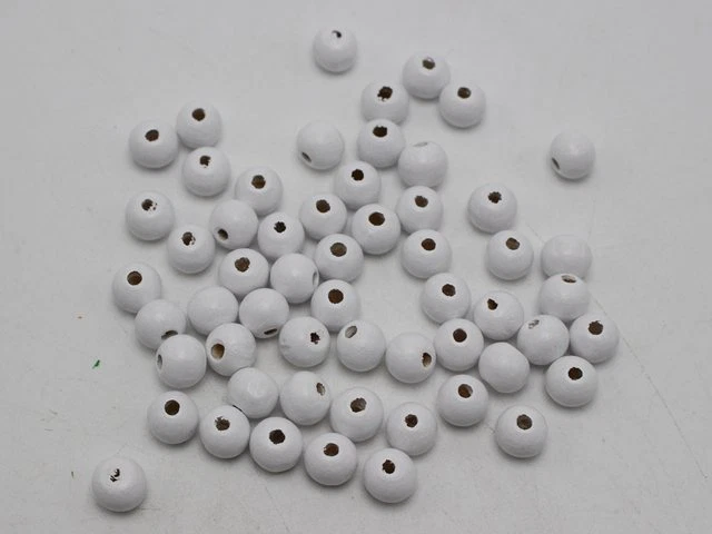 500 piezas Cuentas de madera redondas blancas de 8 mm ~ Cuentas de madera Cuentas espaciadoras Fabricación de joyas Foto 3 de 4