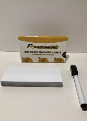 Dry Erase Magnetic Labels 25 Reusable Magnetic strips for metal Refrig marker