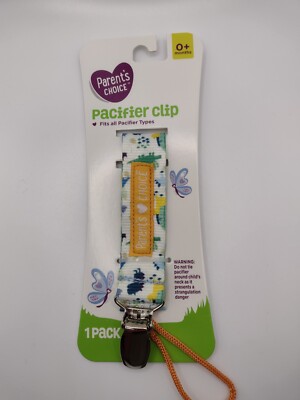 Parents Choice Landyard Pacifier/Nuk Holder/Clip Orange/Dinosours 