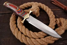 D2 STEEL CUSTOM HANDMADE TACTICAL HUNTING HIKING BLADE  WOOD GRIP  SHEATH