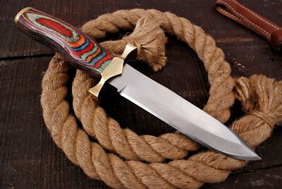 D2 STEEL CUSTOM HANDMADE TACTICAL HUNTING DAGGER BLADE  WOOD GRIP  SHEATH