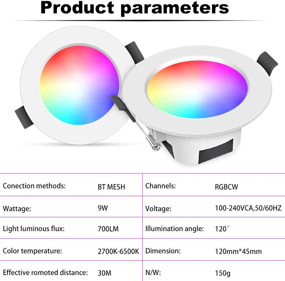 20X LED Einbaustrahler 9W Bluetooth RGB+WW+CW Einbauleuchten Decken Spot Dimmbar - Bild 4 von 4