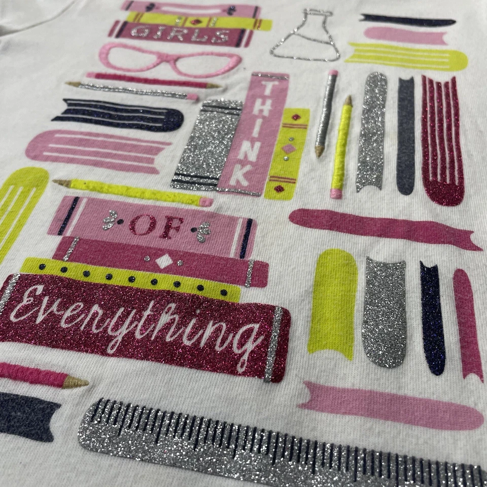 Camiseta Gymboree Niñas Blanca Niñas Think Of Everything Brillo Talla 6 Foto 4 de 4