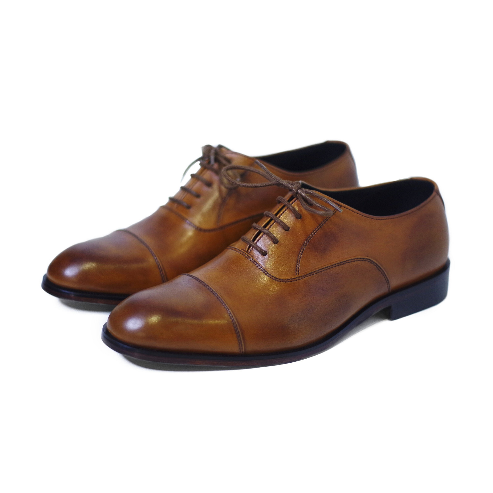 Brown Men's Handmade Leather CapToe Oxford Shoes Formal Wear Dress
