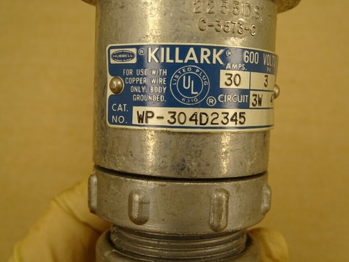 Hubell Plug & Receptacle Assemblies 30A, 3w 4P. 3PH, WP-304D2345 - Picture 4 of 9