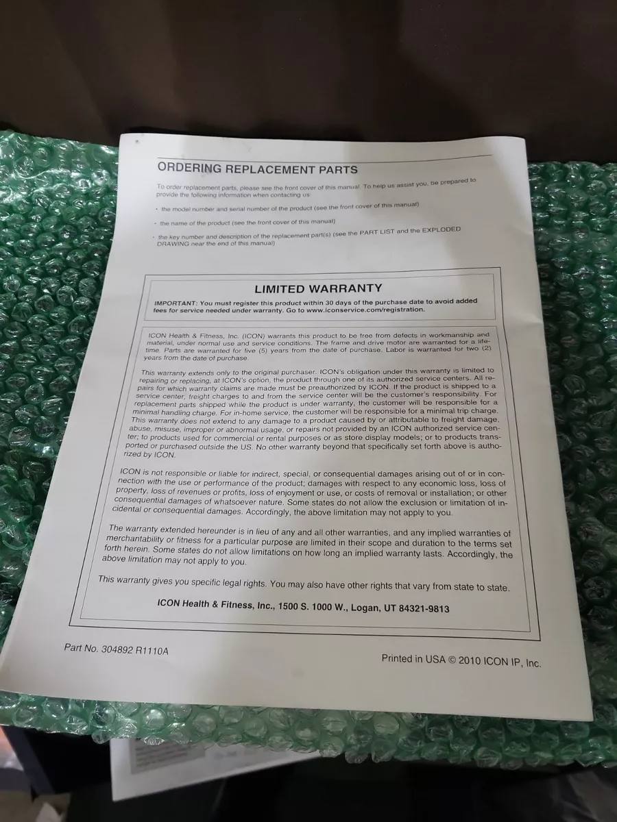 Epic TL 2300 Commercial Pro Treadmill User Manual 122D eBay