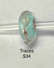 TROLLBEADS Retired Glass Traces Bead Sterling Silver LAA Blue Ocean TGLBE-10144