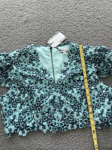 Dress The Population Cecilia Crop Top Women Mineral Blue Floral Preppy XXL NWT - Picture 4 of 8