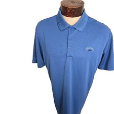 Adidas Golf Mens Large Blue Black Short Sleeve Golf Polo Shirt
