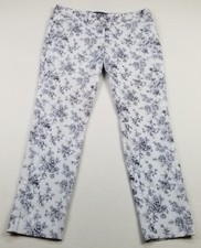 Mario Serrani Italy Pants Women's 6 Blue White Floral Zipper Fly Straight Leg