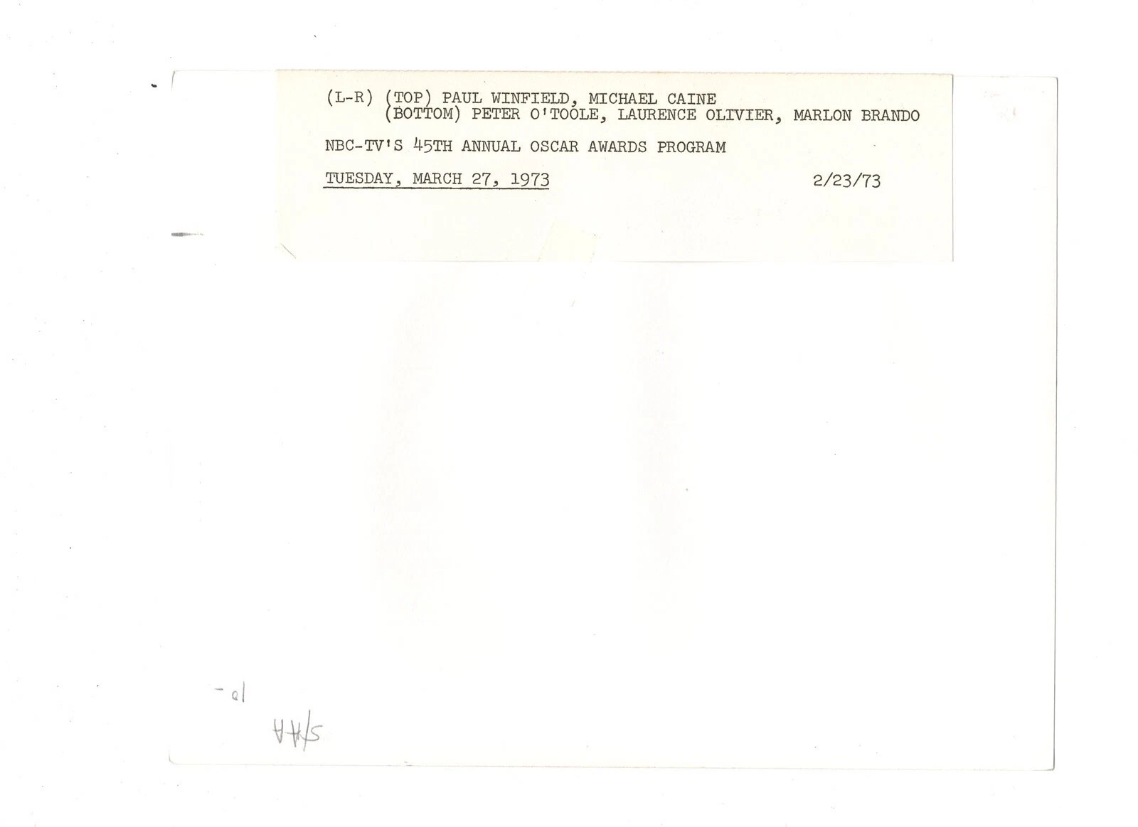 "9""x7"" B&W 広報写真 Pic NBC TV up for Oscar Marlon Brando the Godfather" - 画像2/3