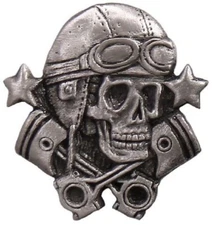 Skull Pistons Cross V-Twin Jacket vest Hat Chopper Biker PIN  - 1.5 inch